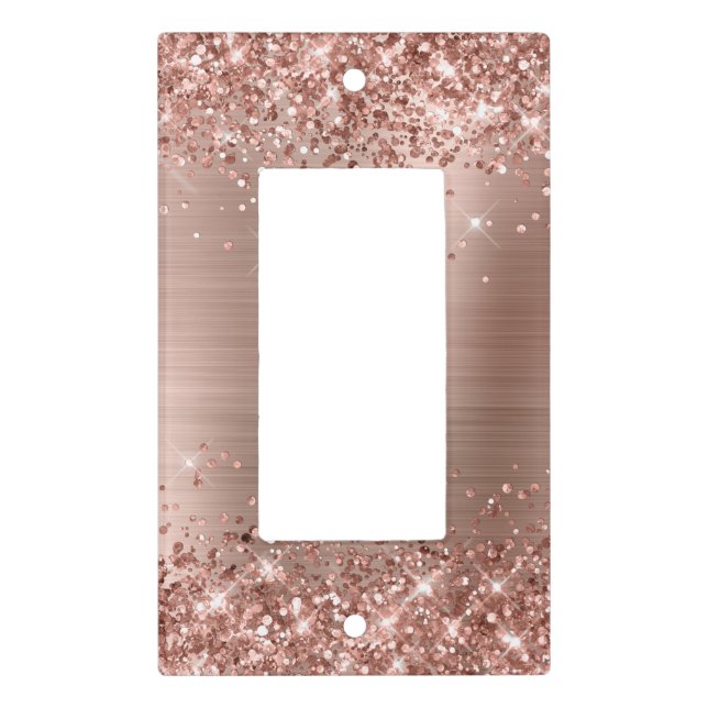 Glittery Rose Gold Foil Light Switch Cover (Front)