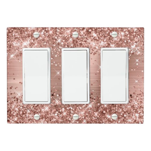 Glittery Rose Gold Foil Light Switch Cover