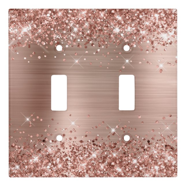 Glittery Rose Gold Foil Light Switch Cover (Front)