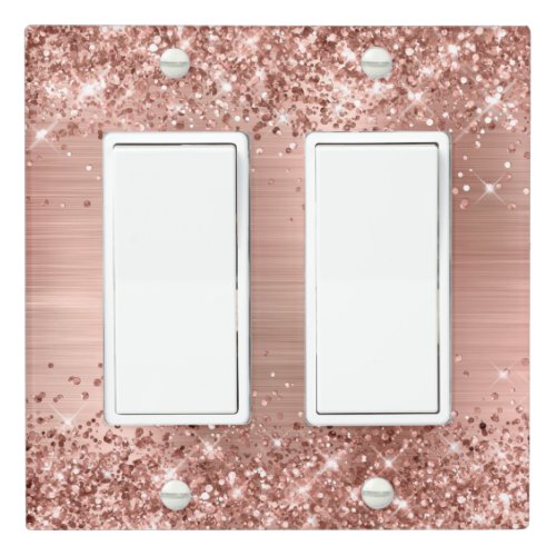 Glittery Rose Gold Foil Light Switch Cover