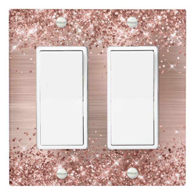 Glittery Rose Gold Foil Light Switch Cover (In Situ)