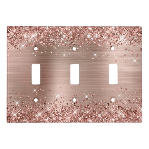 Glittery Rose Gold Foil Light Switch Cover