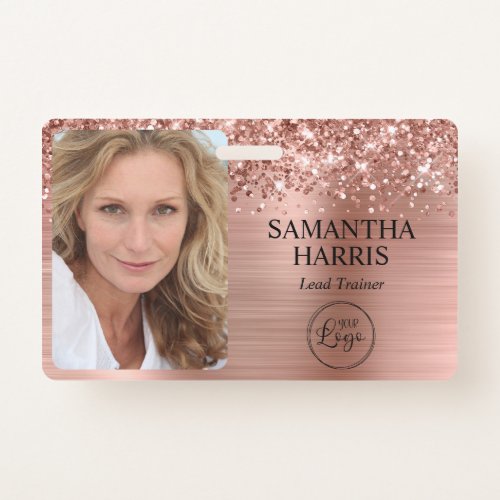 Glittery Rose Gold Foil Logo and Photo Badge