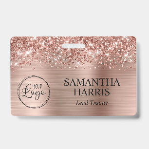 Glittery Rose Gold Foil Logo Badge