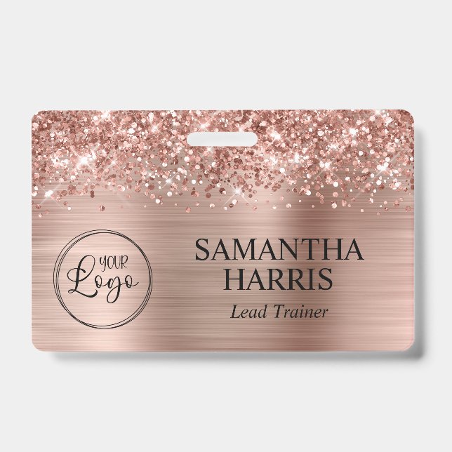 Glittery Rose Gold Foil Logo Badge (Front)