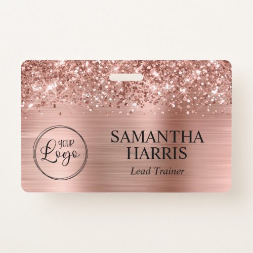 Glittery Rose Gold Foil Logo Badge