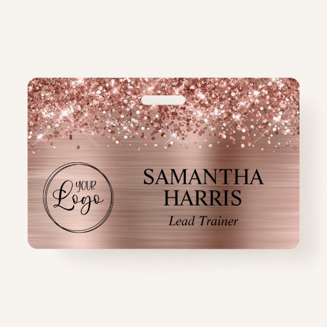 Glittery Rose Gold Foil Logo Badge (Front)