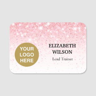 Glittery Rose Gold Foil Logo Name Tag
