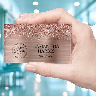 Glittery Rose Gold Foil Logo Name Tag