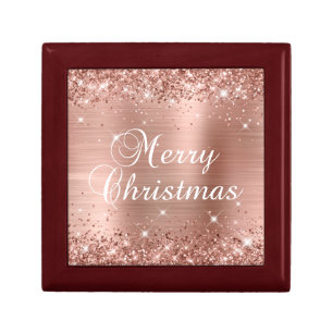Glittery Rose Gold Foil Merry Christmas Gift Box