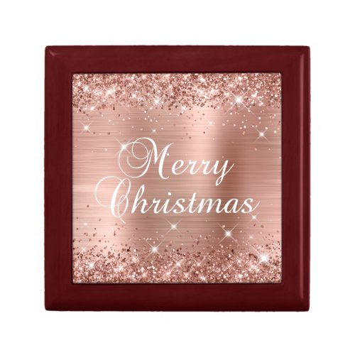 Glittery Rose Gold Foil Merry Christmas Gift Box