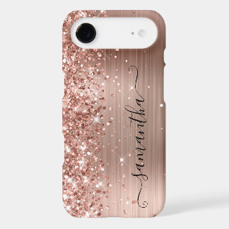 Glittery Rose Gold Foil Modern Girly Signature iPhone 17 Air Case
