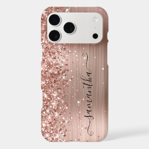 Glittery Rose Gold Foil Modern Girly Signature iPhone 17 Pro Max Case