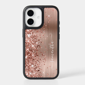 Glittery Rose Gold Foil Modern Girly Signature iPhone 17 Case