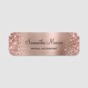 Glittery Rose Gold Foil Name Tag