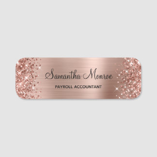 Glittery Rose Gold Foil Name Tag
