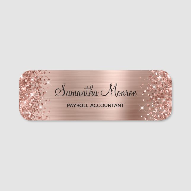 Glittery Rose Gold Foil Name Tag (Front)