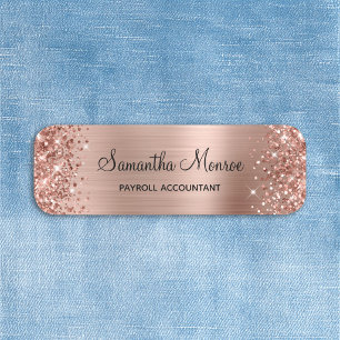 Glittery Rose Gold Foil Name Tag