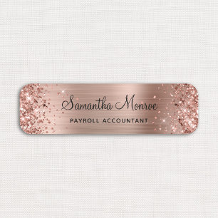 Glittery Rose Gold Foil Name Tag