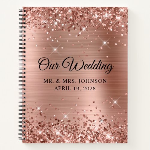 Glittery Rose Gold Foil Our Wedding Guest Notebook