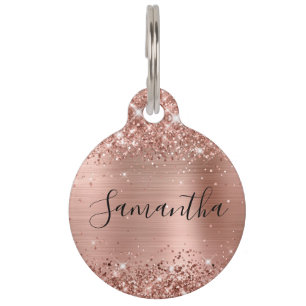 Glittery Rose Gold Foil Pet ID Tag