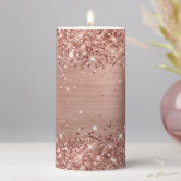Glittery Rose Gold Foil Pillar Candle