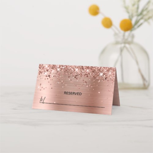 Glittery Rose Gold Foil Reserved Place Card