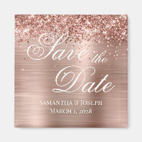 Glittery Rose Gold Foil Save the Date