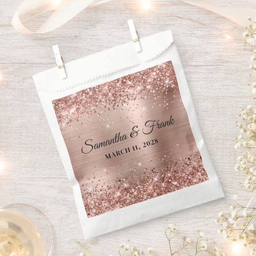 Glittery Rose Gold Foil Wedding Favor Bag