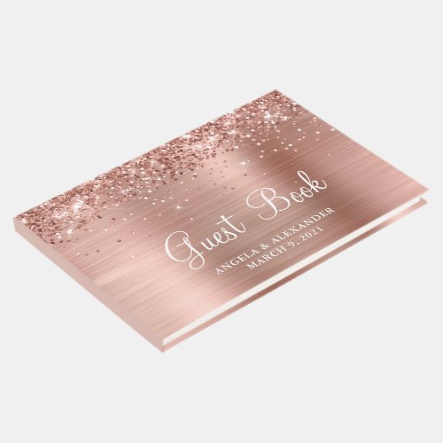 Glittery Rose Gold Foil Wedding Guest Book