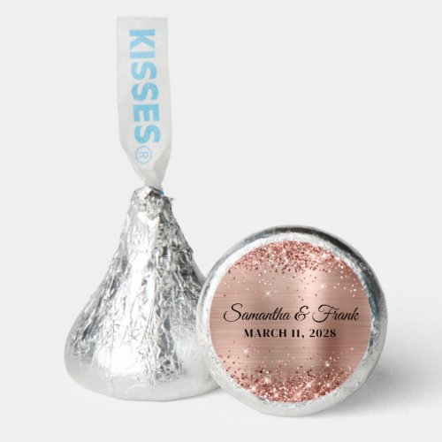 Glittery Rose Gold Foil Wedding Hersheys Kisses