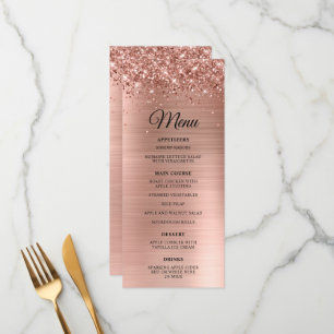 Glittery Rose Gold Foil Wedding Reception Menu