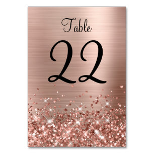 Glittery Rose Gold Foil Wedding Table Number