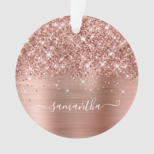 Glittery Rose Gold Girly Signature Calligraphy Ornament