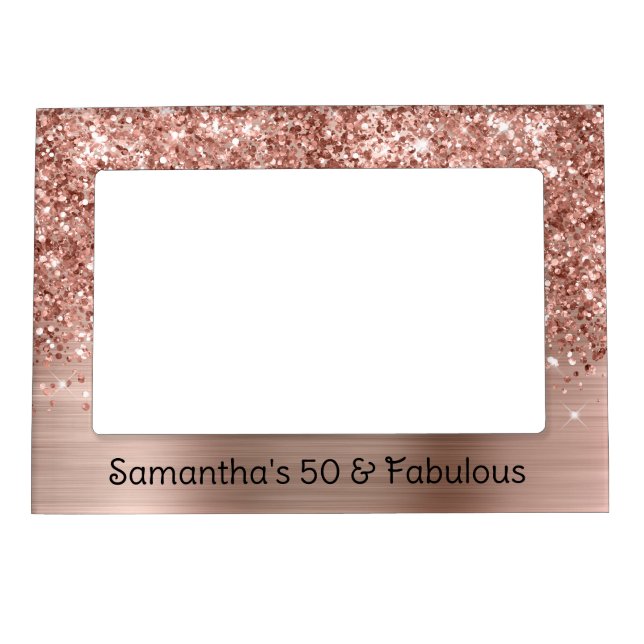 Glittery Rose Gold Glam 50 and Fabulous Magnetic Frame (Front)
