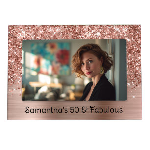 Glittery Rose Gold Glam 50 and Fabulous Magnetic Frame