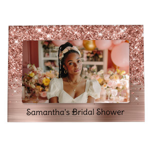 Glittery Rose Gold Glam Bridal Shower Magnetic Frame