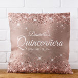 Glittery Rose Gold Glam Gradient Quincea&#241;era 15 Throw Pillow at Zazzle