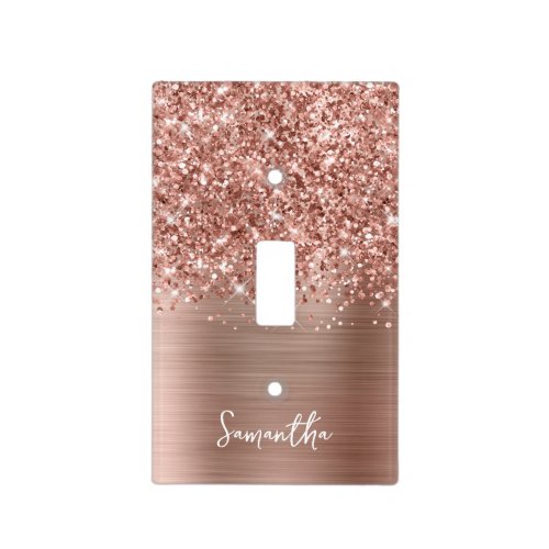 Glittery Rose Gold Glam Light Switch Cover