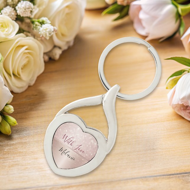 Glittery Rose Gold Glam metallic Name  Keychain (Creator Uploaded)