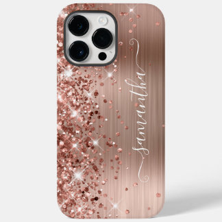 Glittery Rose Gold Glam Modern Girly Signature Case-Mate iPhone 14 Pro Max Case