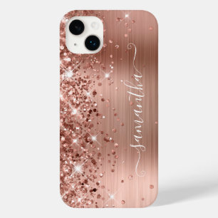Glittery Rose Gold Glam Modern Girly Signature Case-Mate iPhone 14 Plus Case