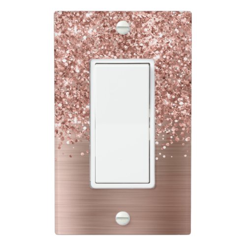 Glittery Rose Gold Glam Modern Light Switch Cover