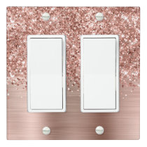 Glittery Rose Gold Glam Modern Light Switch Cover