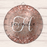 Glittery Rose Gold Glam Monogram Dart Board<br><div class="desc">Create your own girly personalized monogram dart board for her. Customize the black and white decorative monogram with elegant signature style calligraphy design. The monogram script style is so decorative that it will need to be centered for some letters. This signature style modern font has lovely swashes. The glam background...</div>