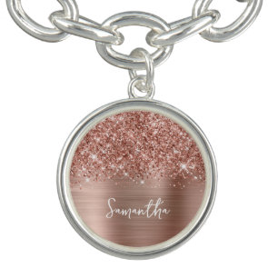 Glittery Rose Gold Glam Name Bracelet
