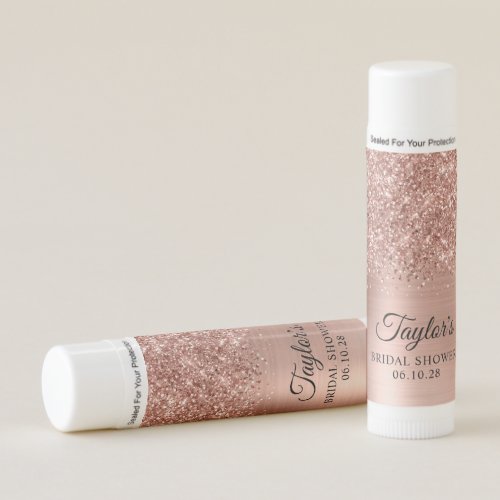 Glittery Rose Gold Glam Name Bridal Shower Lip Balm