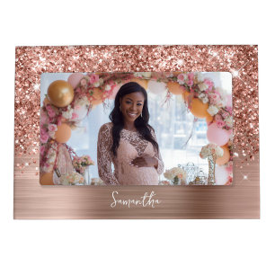 Glittery Rose Gold Glam Name Magnetic Frame