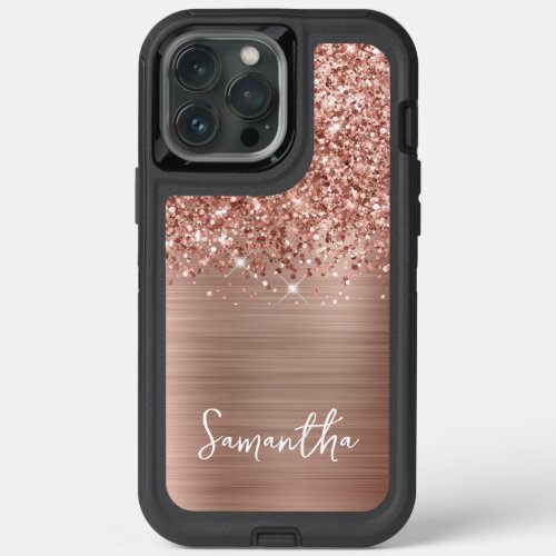 Glittery Rose Gold Glam Name iPhone 13 Pro Max Case