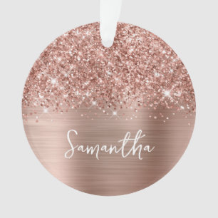 Glittery Rose Gold Glam Name Photo Ornament